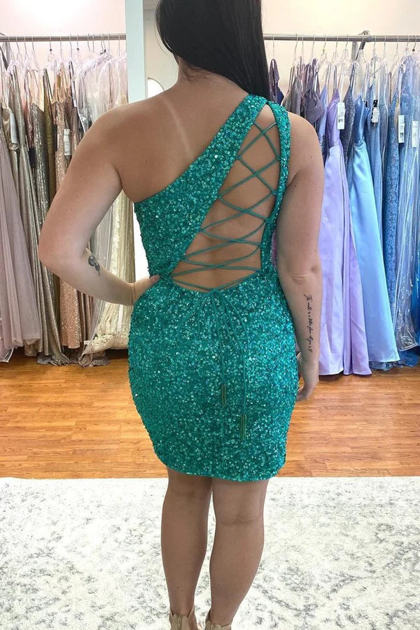 Charming One Shoulder Short Prom Dress Lovely Homecoming Dress Cute Birthday Party Dress
