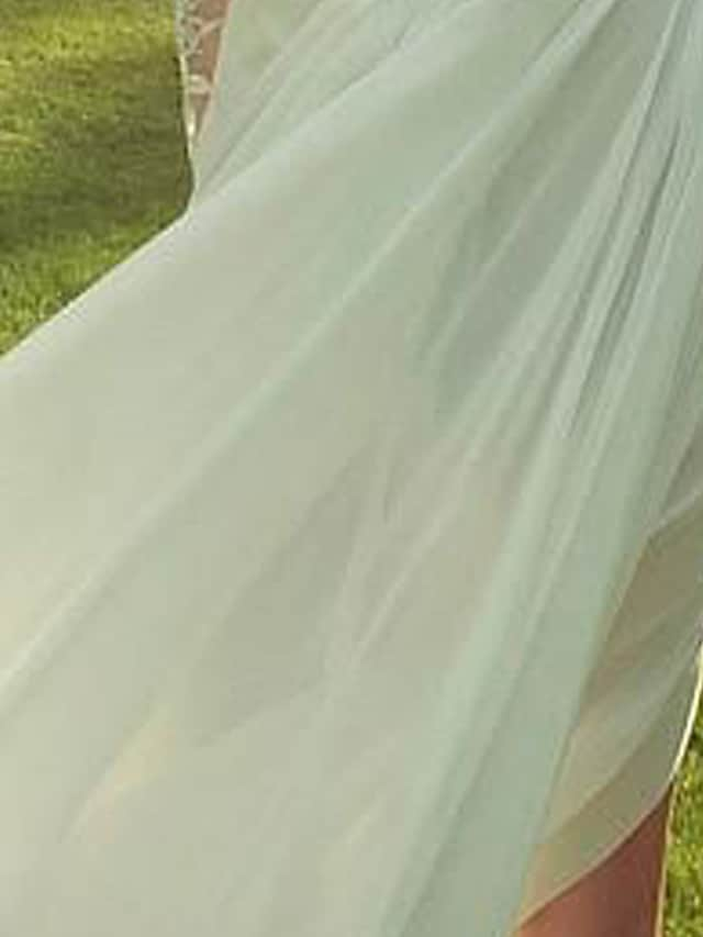 A-Line Wedding Dresses High Neck Court Train Lace Polyester Long Sleeve Country Illusion Sleeve with Lace Insert Appliques