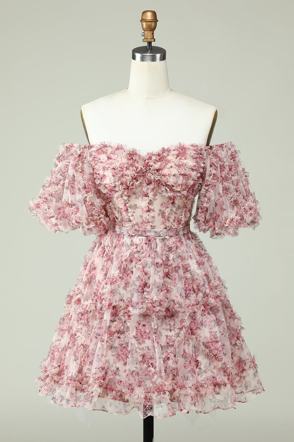 Off the Shoulder A Line Printed Cute Homecoming Dress Beautiful Short Sexy