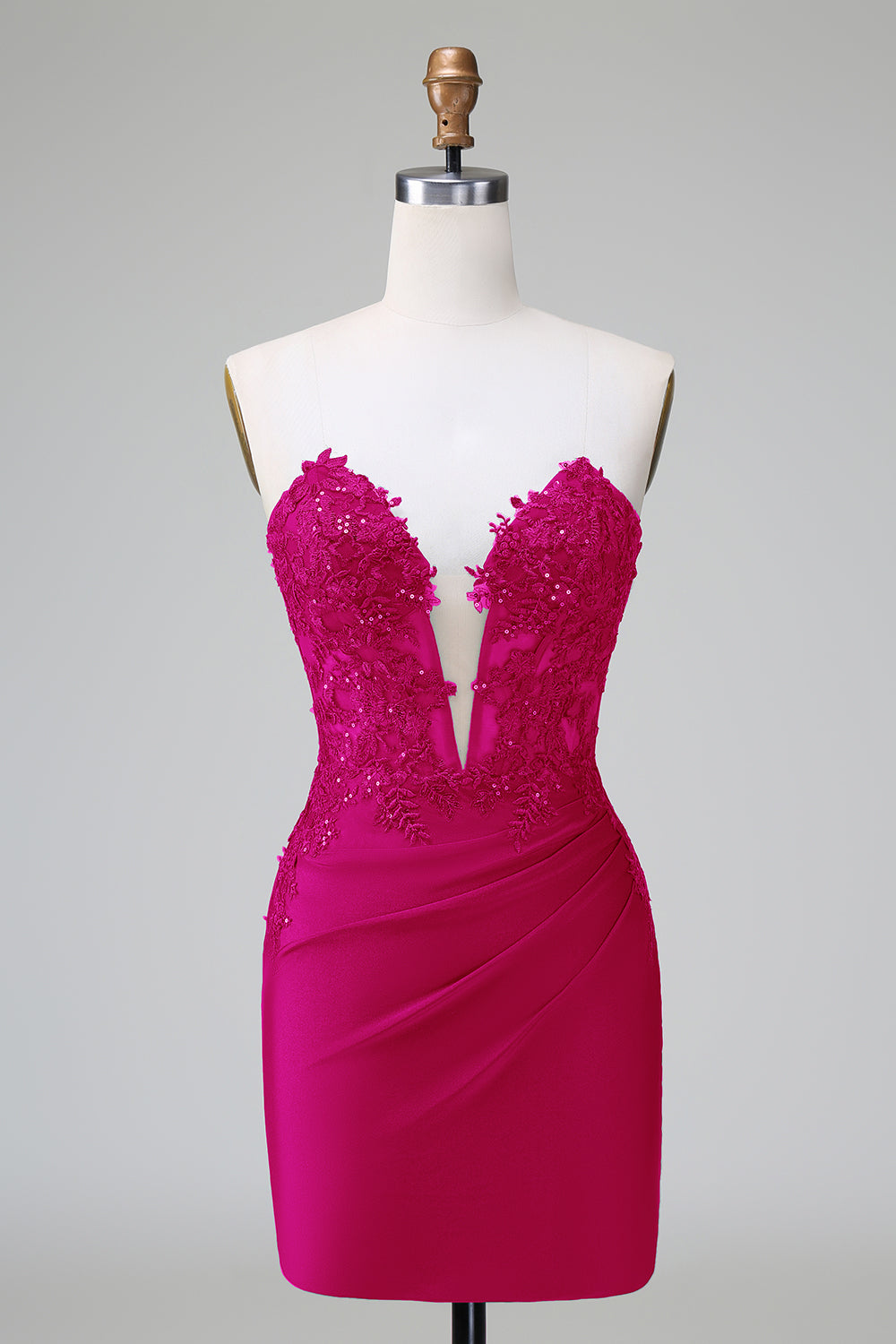 Classy Bodycon Strapless Pleated Short Homecoming Dress with Beading Sexy