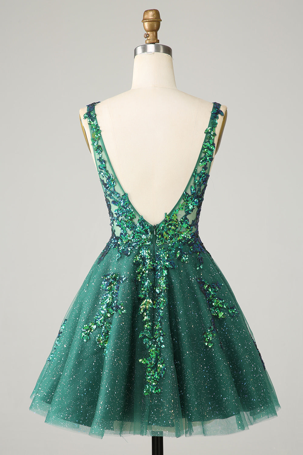 Sparkly Dark Green A Line Glitter Short Homecoming Dress with Sequins Sexy