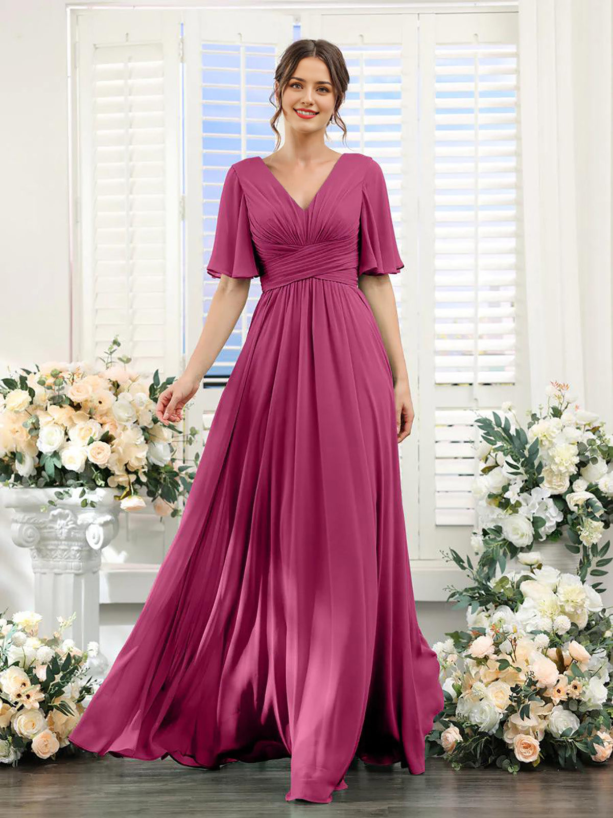 V Neck Sleeveless Split Formal Dress Cocktail Party Prom Long Wedding Guest Dresses For Women Trendy Bridesmaid Dresses