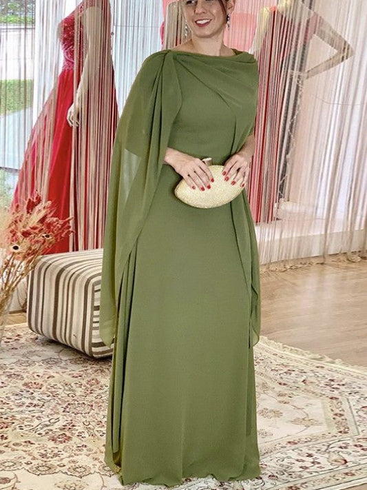 Sheath/Column Chiffon Ruched Scoop Sleeveless Floor-Length Mother of the Bride Dresses Elegant