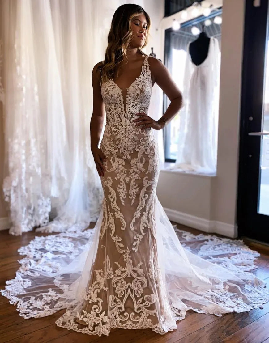 Mermaid Wedding Dress With Appliques Long