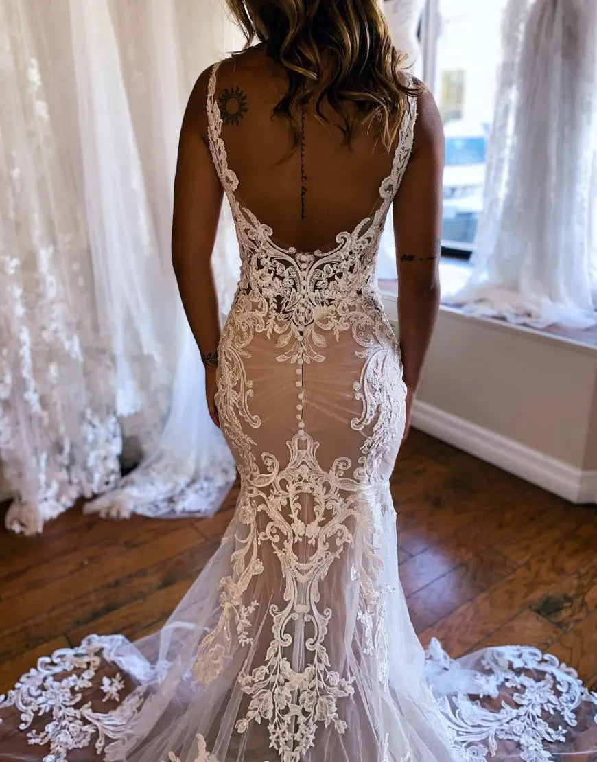 Mermaid Wedding Dress With Appliques Long
