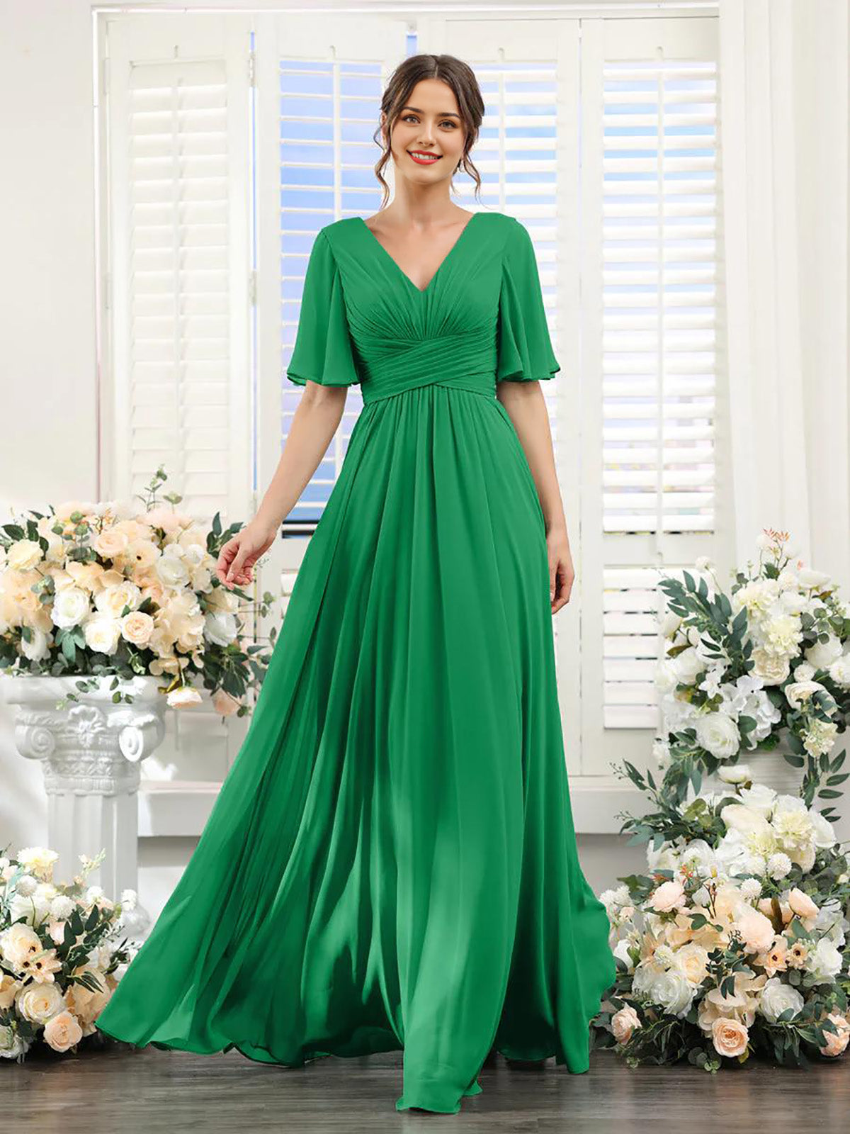 V Neck Sleeveless Split Formal Dress Cocktail Party Prom Long Wedding Guest Dresses For Women Trendy Bridesmaid Dresses