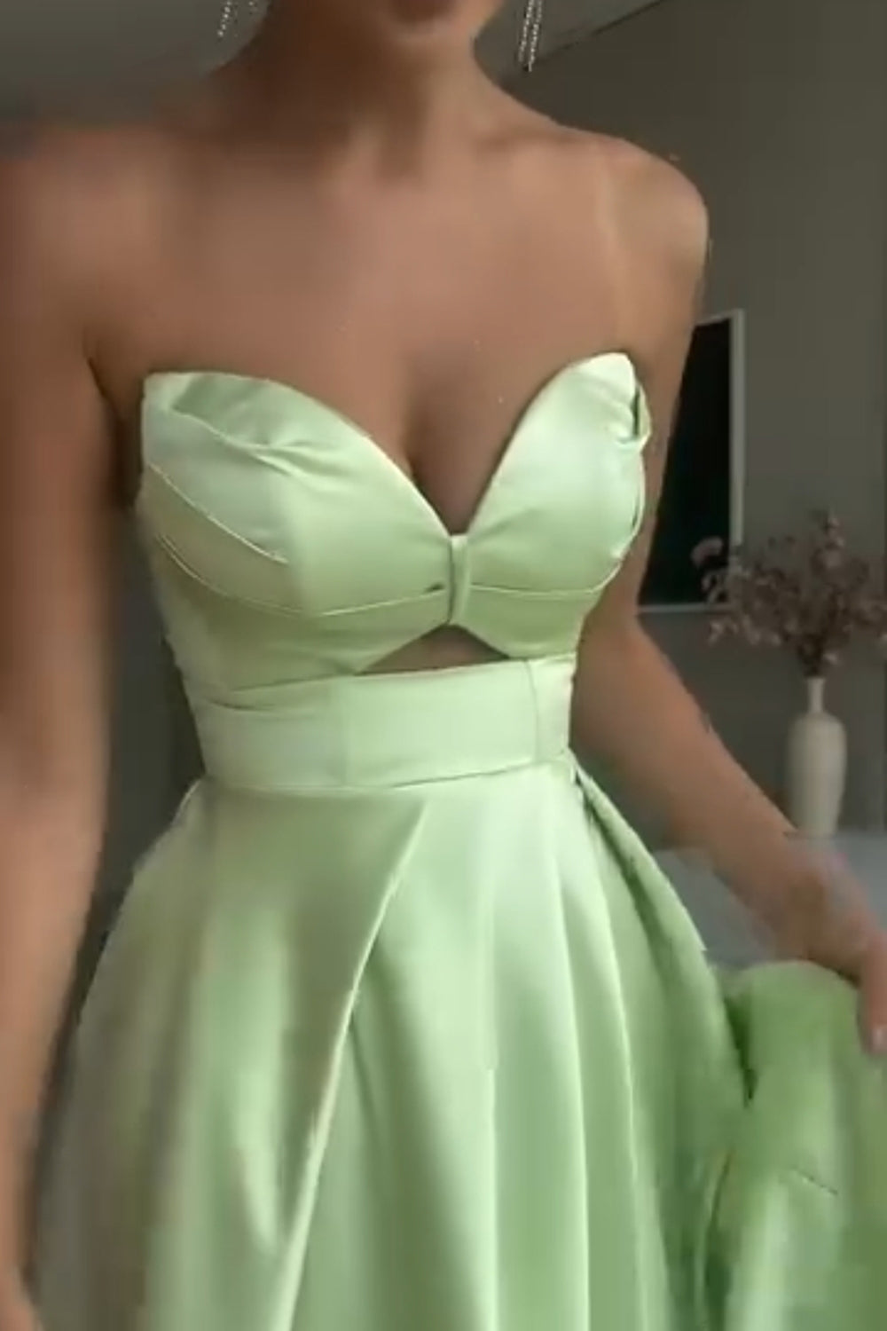 Strapless Satin Long Prom Dress Off Shoulder With Slit Sexy Evening Party Dresses