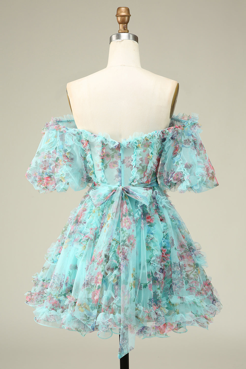 Off the Shoulder A Line Printed Cute Homecoming Dress Beautiful Short Sexy