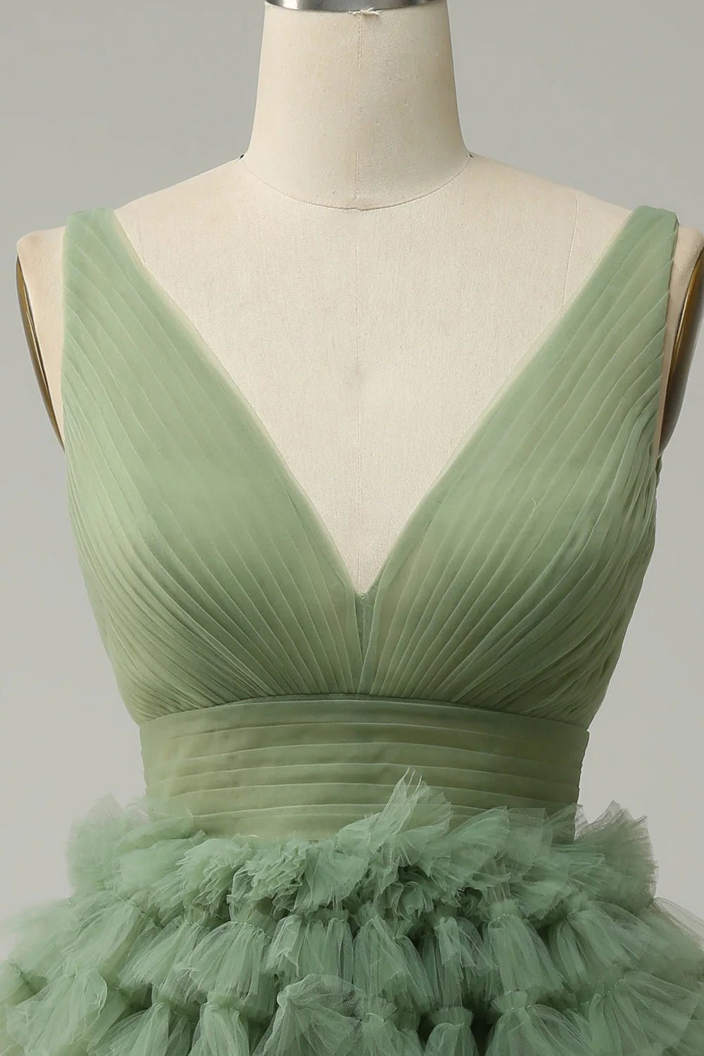 Tulle V-Neck Short Prom Dress With Open Back Pure Color Sexy