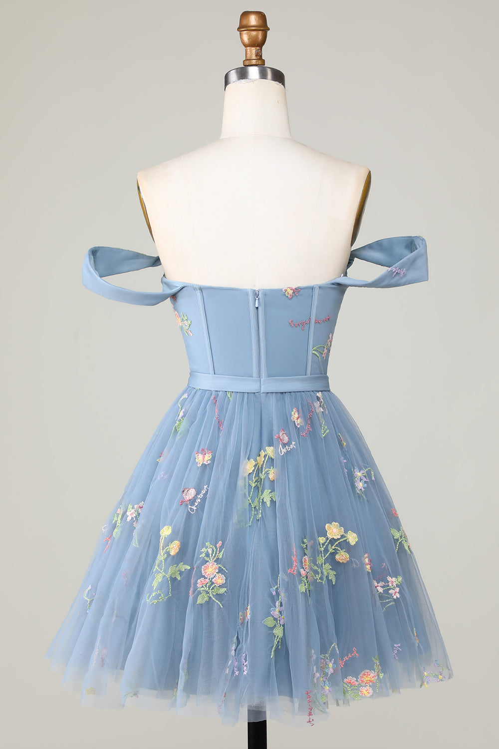 Cute Grey Blue A Line Sweetheart Short Homecoming Dress with Embroidery Beautiful