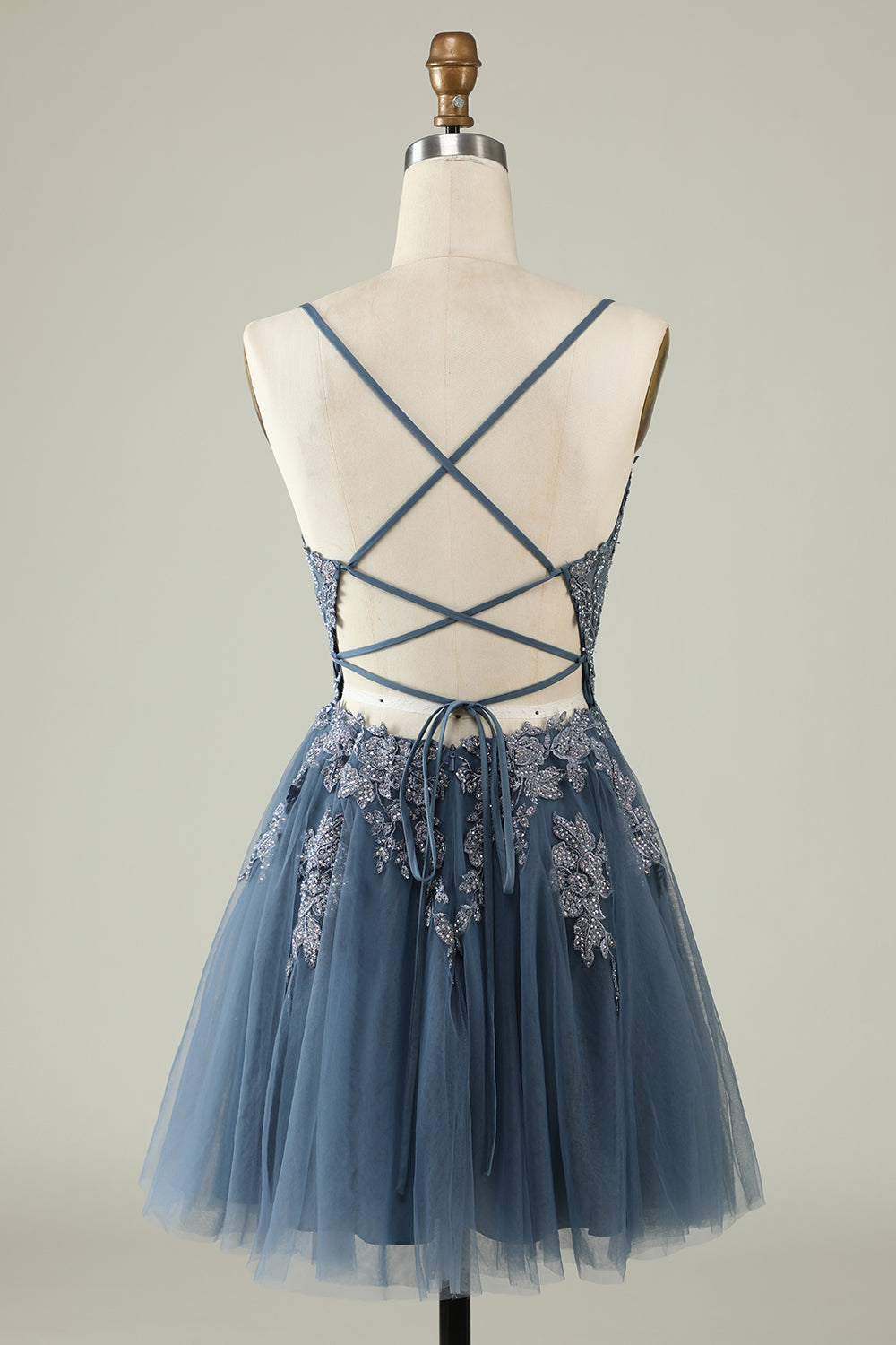 Dark Green A Line Spaghetti Straps Short Homecoming Dress with Appliques Sexy