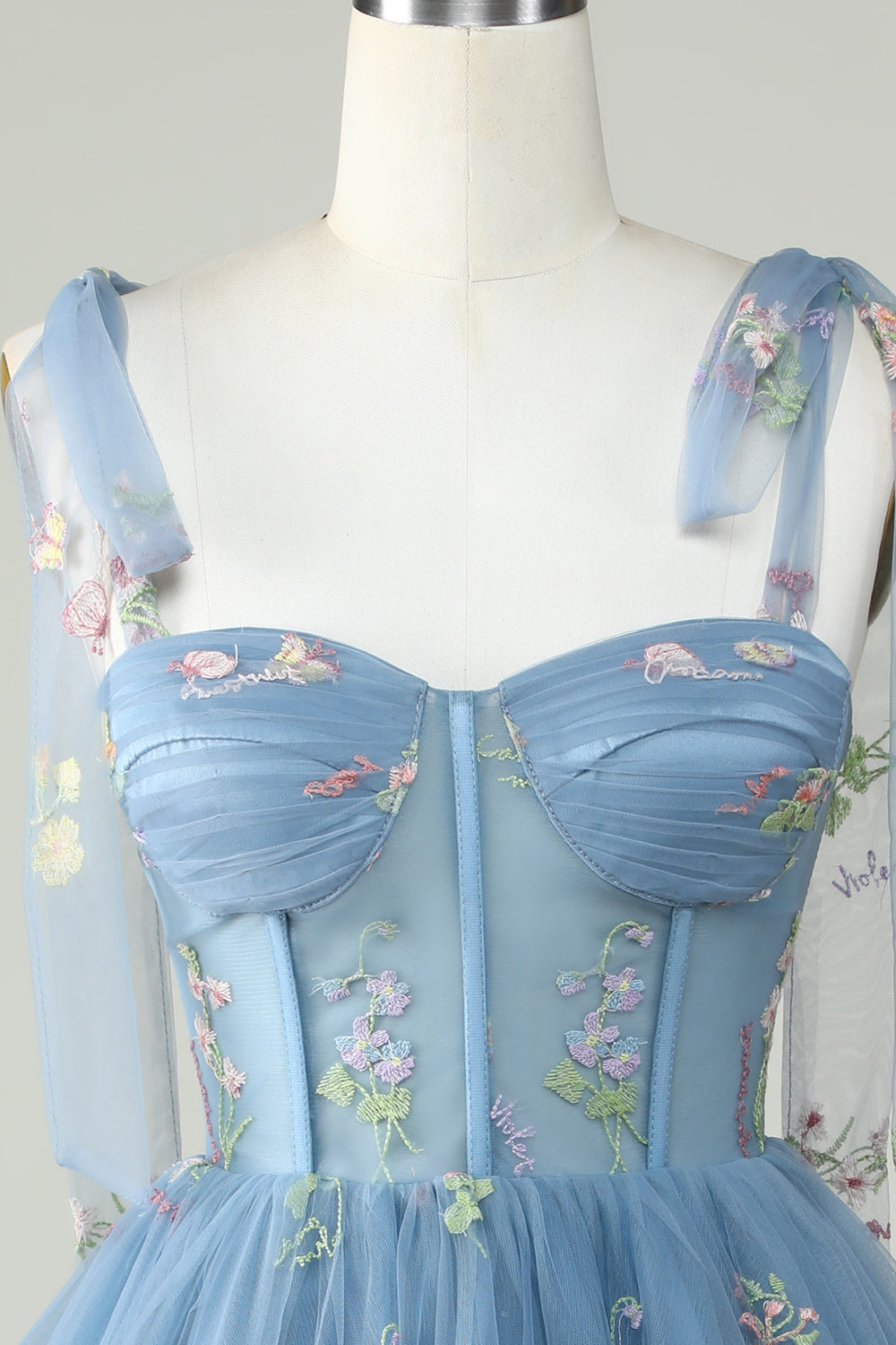 Cute Blue A Line Spaghetti Straps Short Homecoming Dress with Appliques Beautiful Graduation Dress