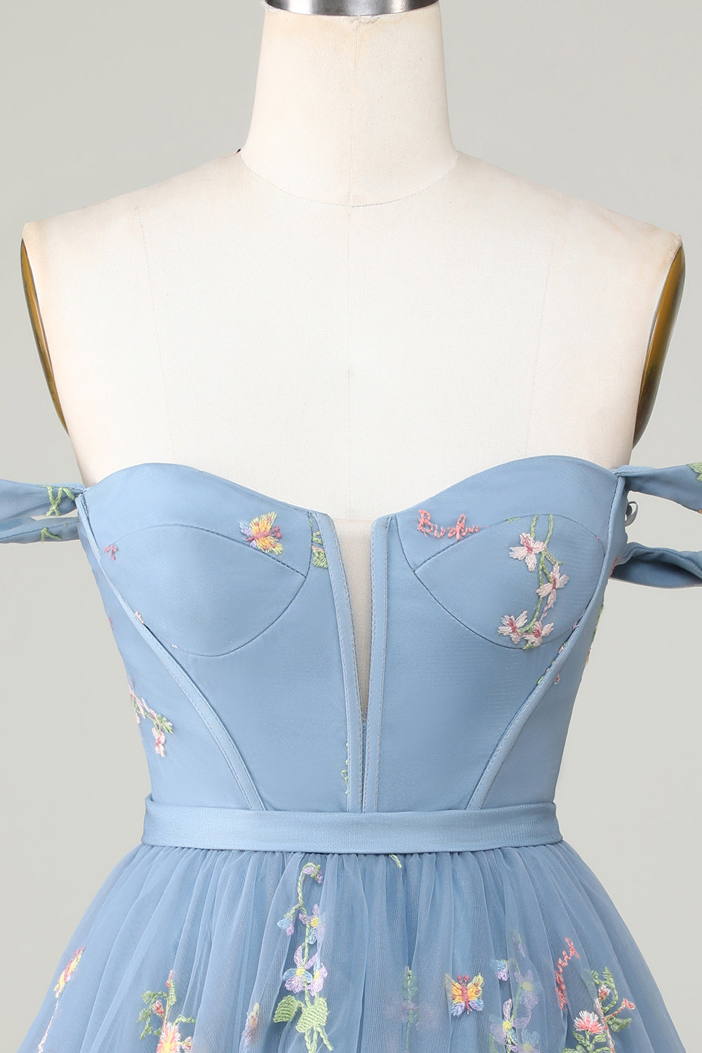 Cute Grey Blue A Line Sweetheart Short Homecoming Dress with Embroidery Beautiful