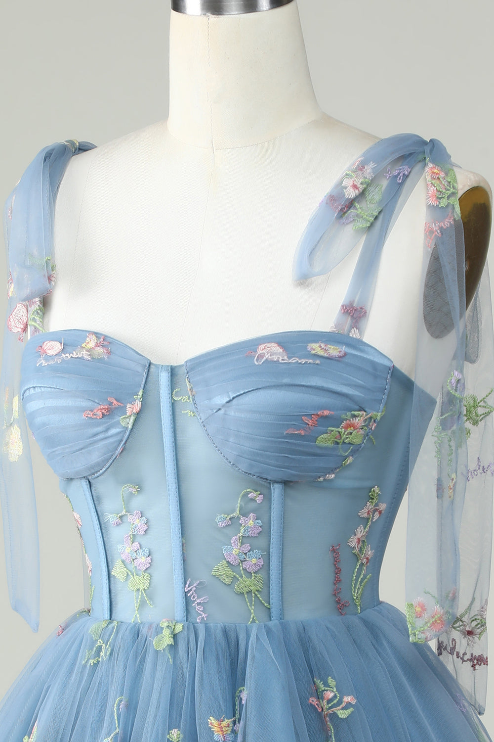 Cute Blue A Line Spaghetti Straps Short Homecoming Dress with Appliques Beautiful Graduation Dress
