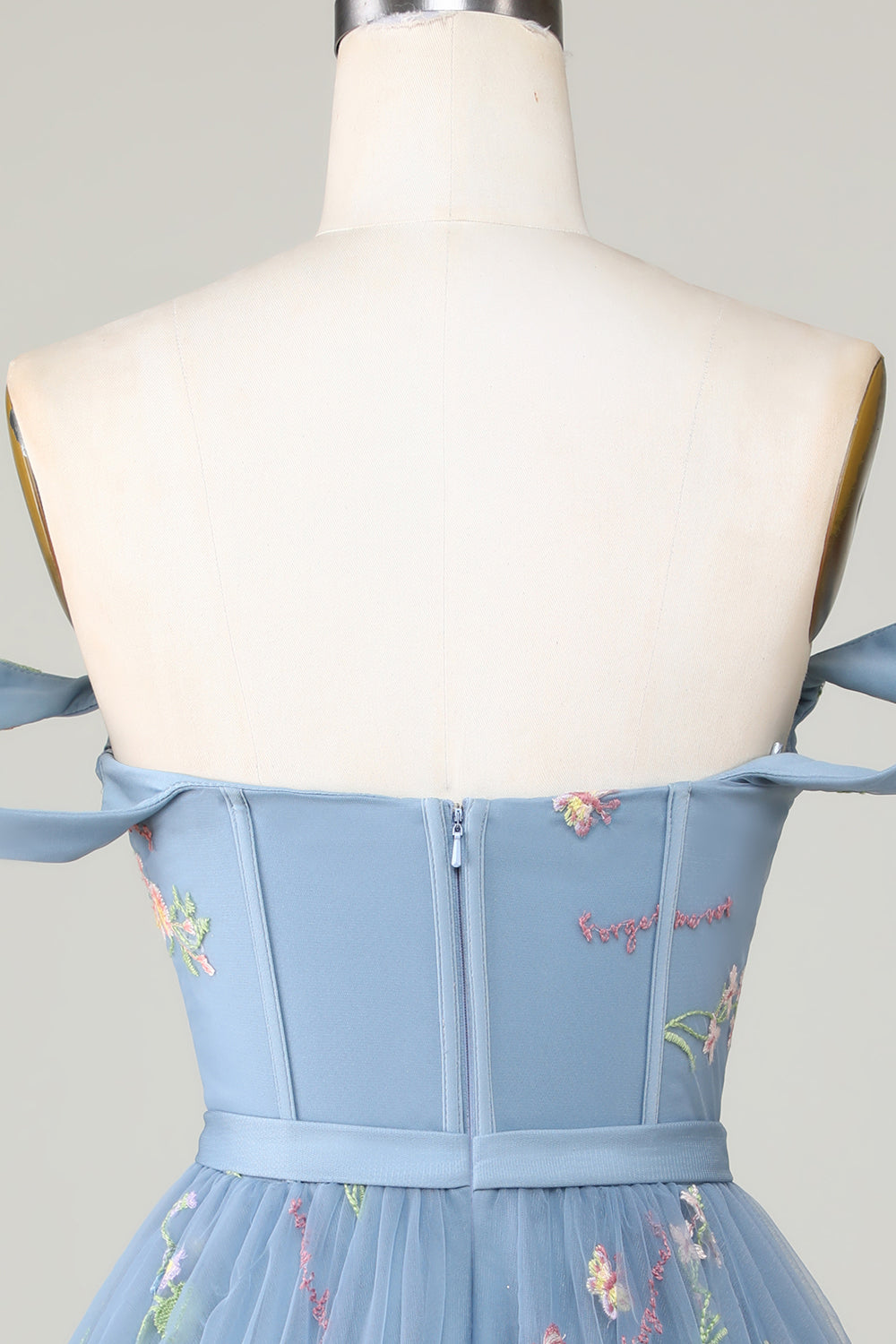 Cute Grey Blue A Line Sweetheart Short Homecoming Dress with Embroidery Beautiful