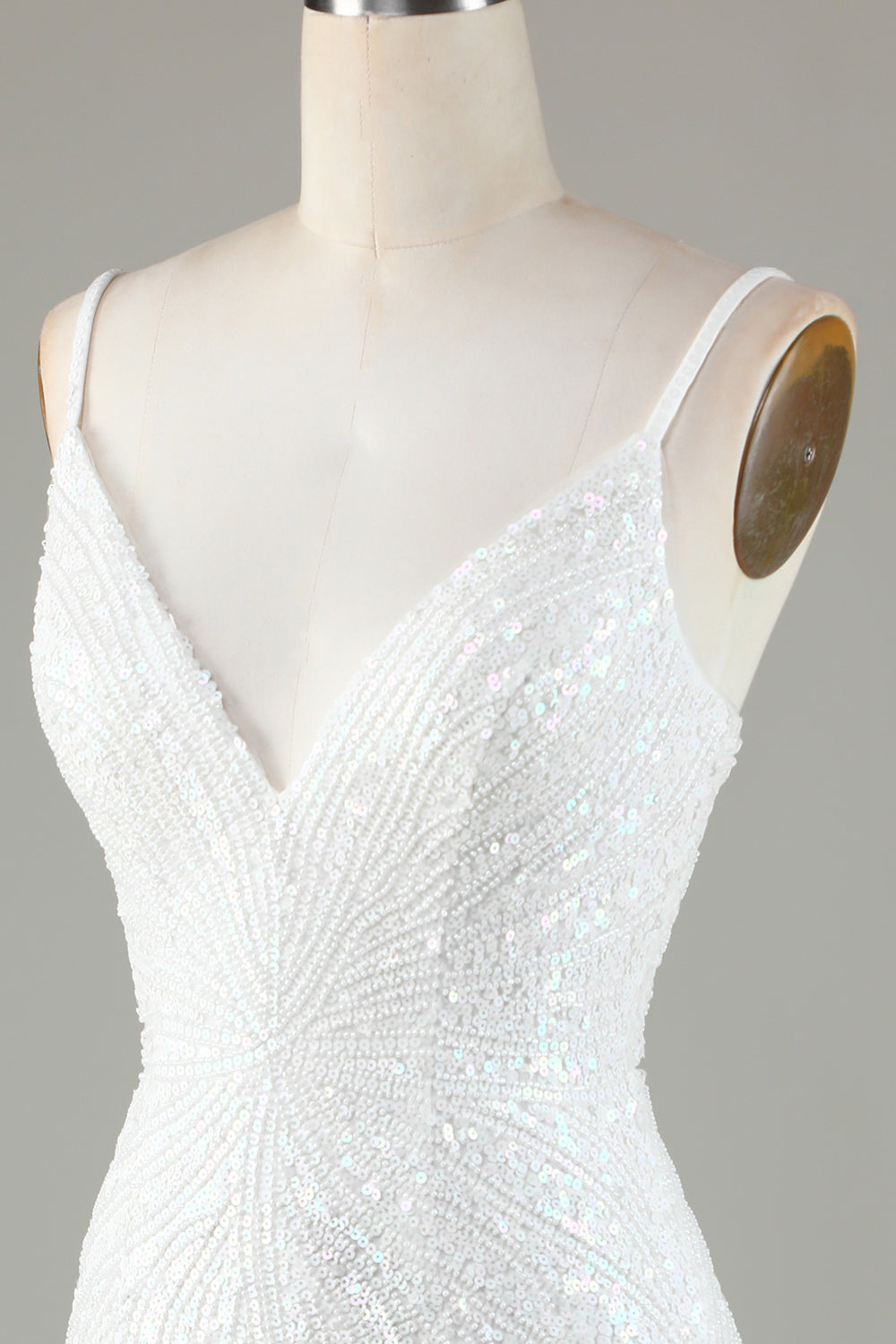 Fringes White Tight Glitter Homecoming Dress With Lace-Up Back Short