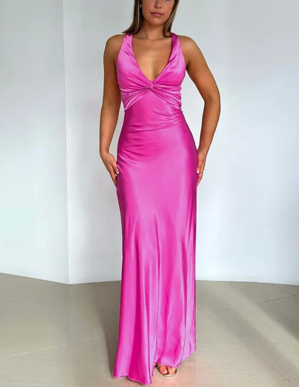 Xiaopinwu Elegant V Neck Halter Vintage Prom Dress Sexy Party Dress Yellow Evening Formal Dress
