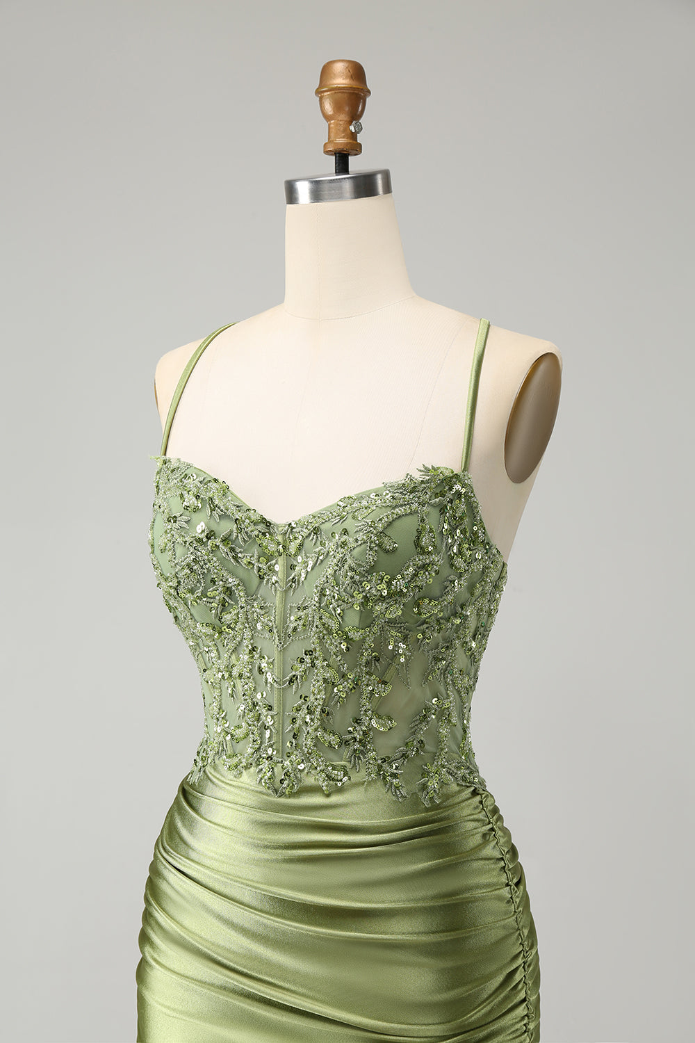 Sparkly Light Green Sequins Corset Homecoming Dress Short Party Dress