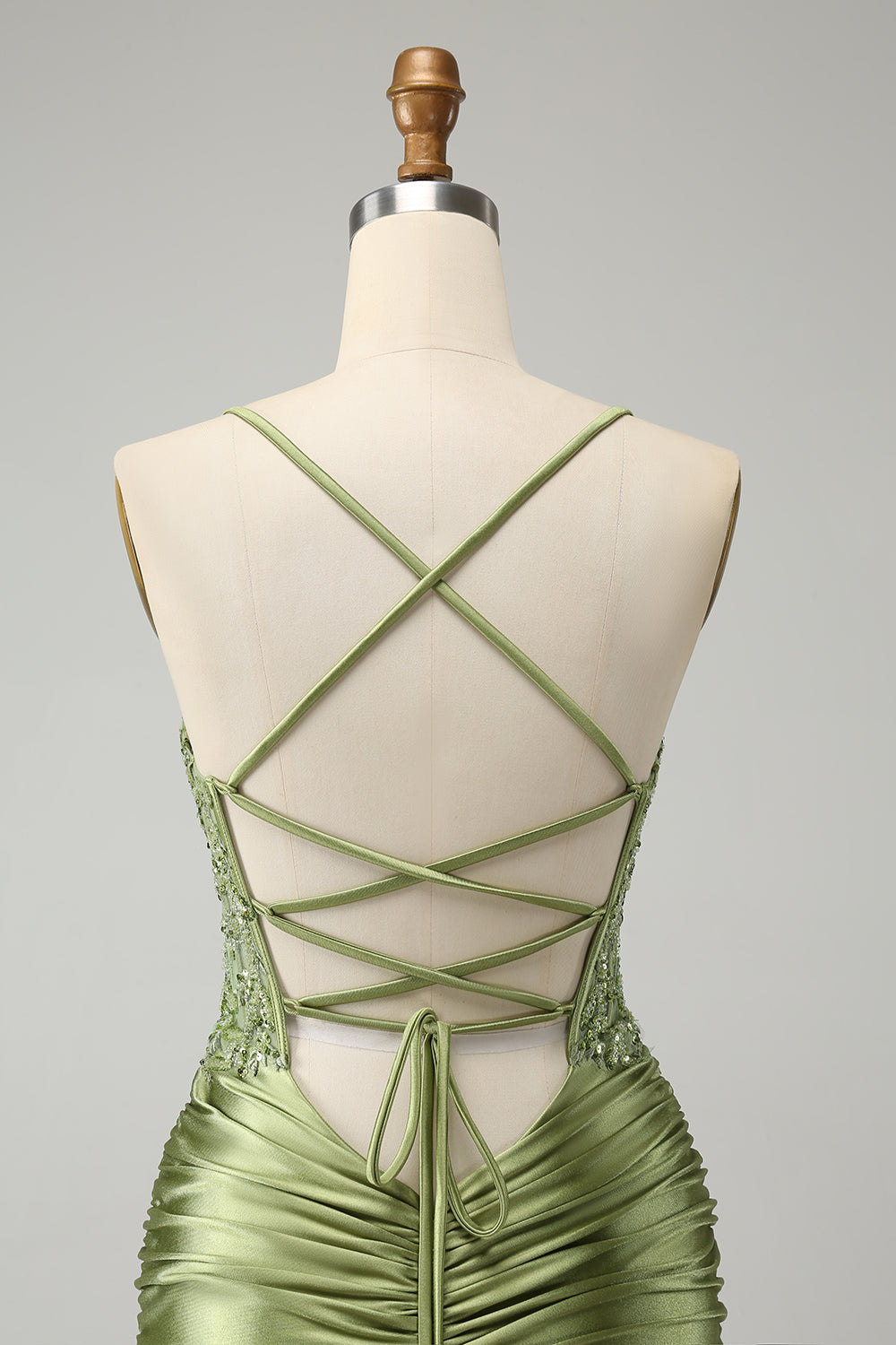 Sparkly Light Green Sequins Corset Homecoming Dress Short Party Dress