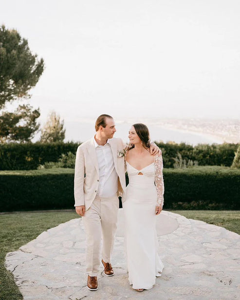 Fairy Mermaid Sweetheart Long Sleeves Satin Wedding Dresses with Appliques Beautiful