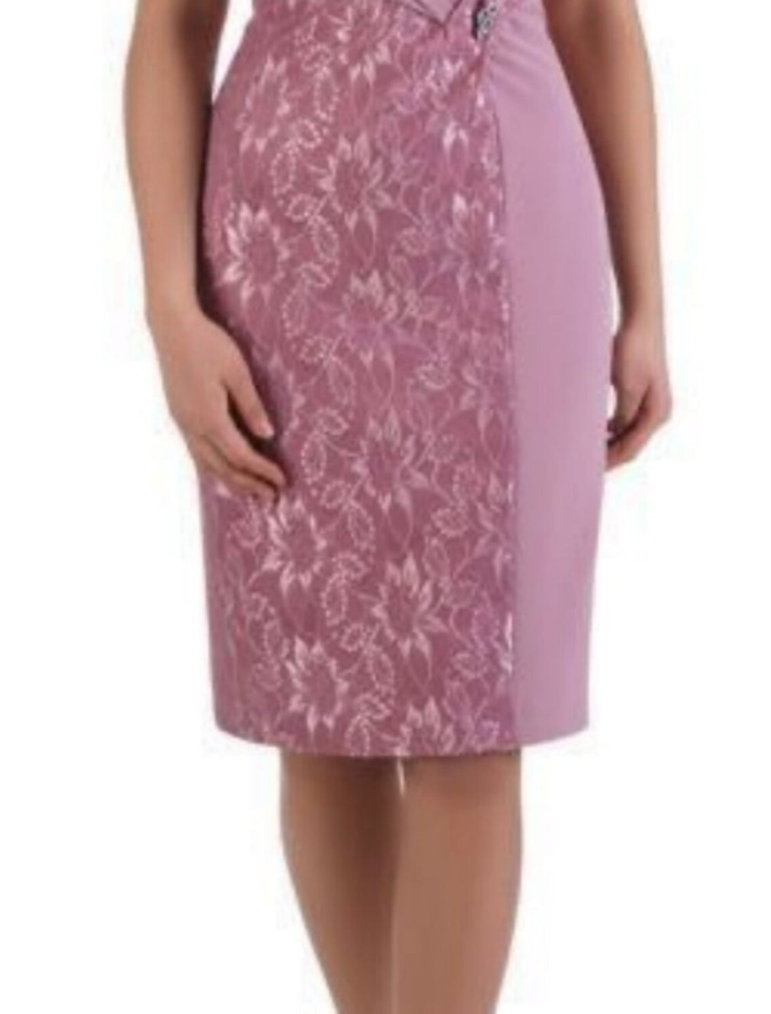 Sheath / Column Mother of the Bride Dress Wedding Guest Party Elegant Scoop Neck Knee Length Chiffon Lace Short Sleeve