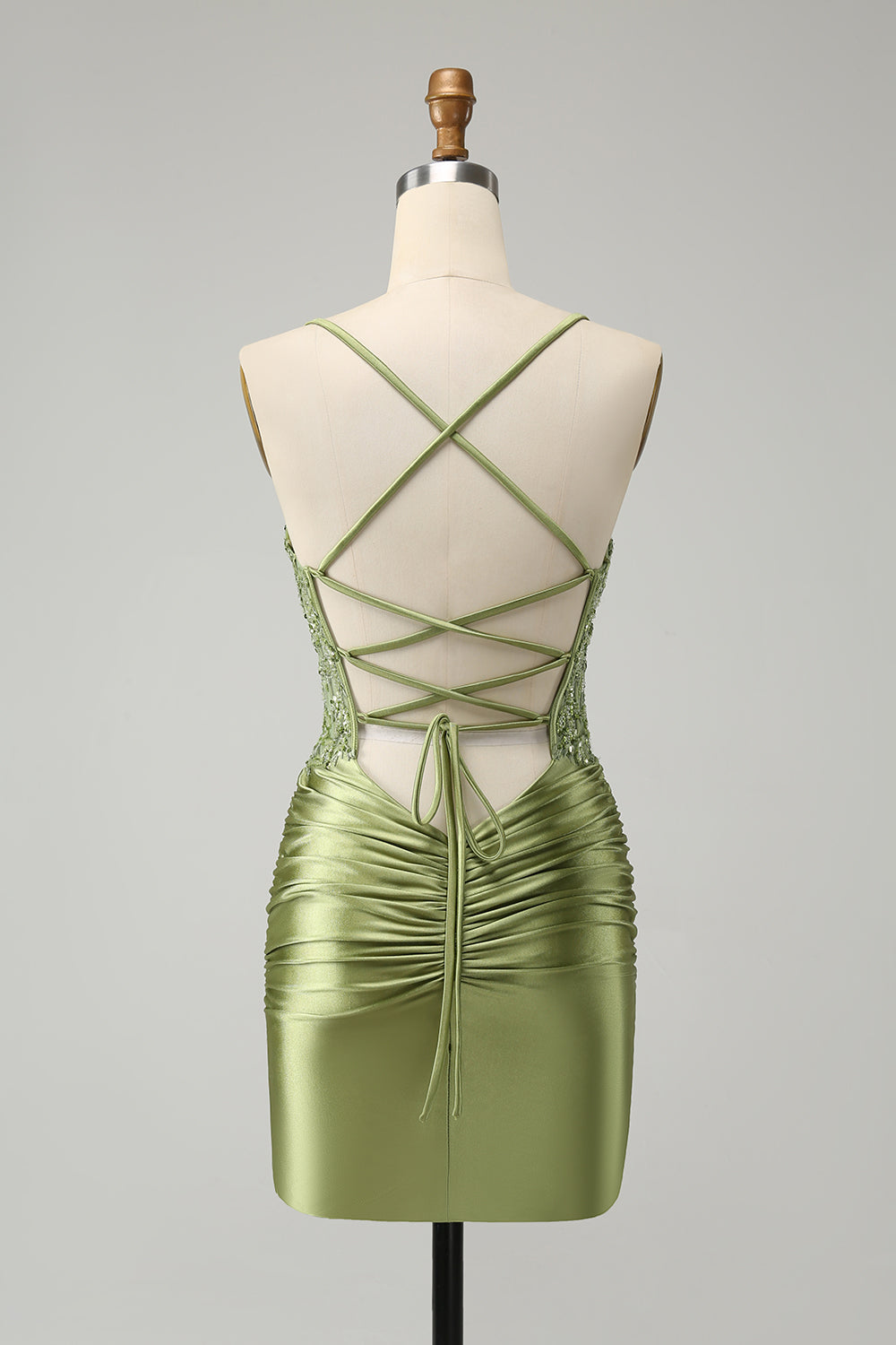 Sparkly Light Green Sequins Corset Homecoming Dress Short Party Dress