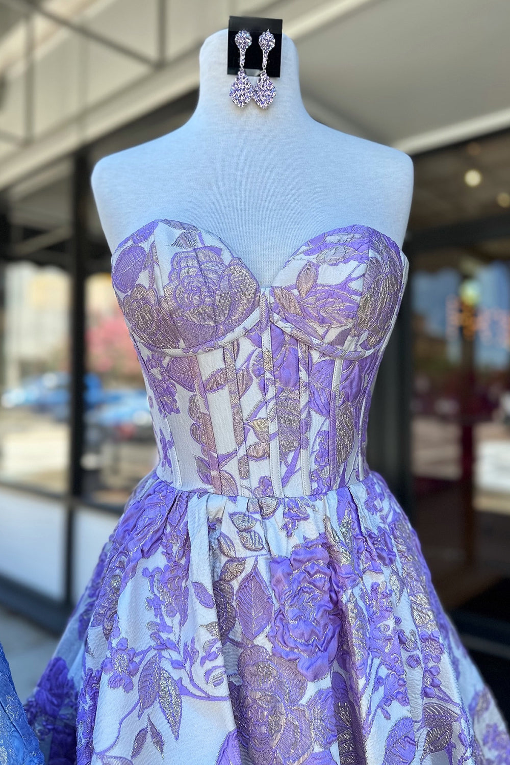 A Line Blue Corset Strapless Ruffles Floral Short Homecoming Dress Sexy Party Dress