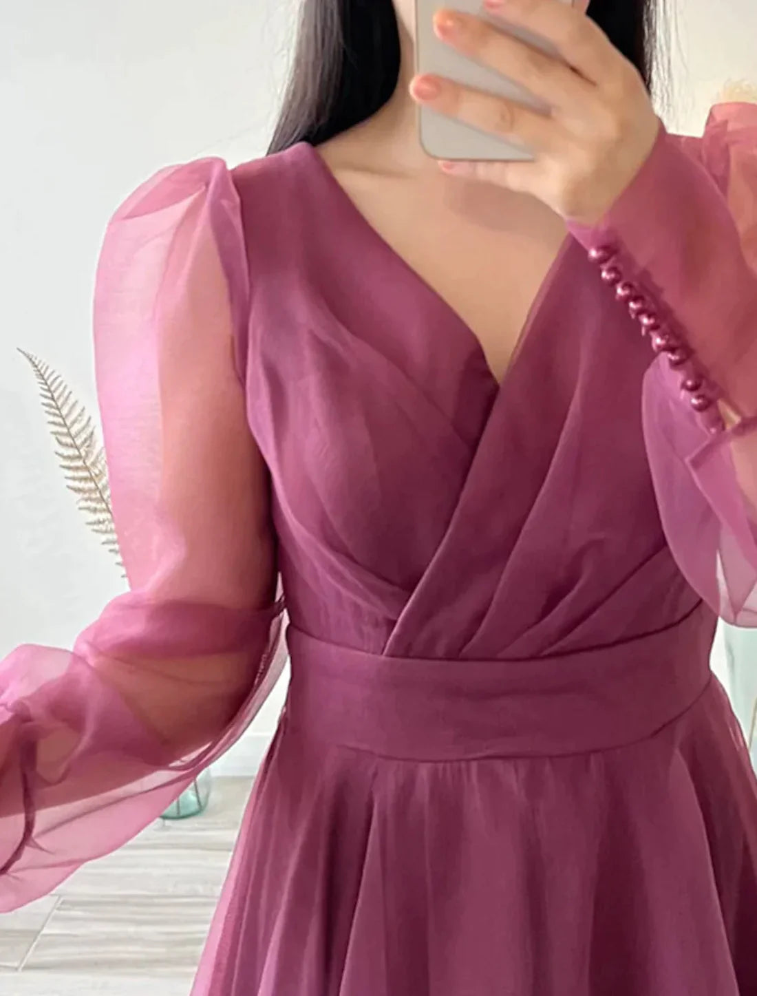 A-Line Wedding Guest Dresses Tiered Plisse Dress Cocktail Party Semi Formal Tea Length Short Sleeve V Neck Belt / Sash Chiffon with Beading Elegant