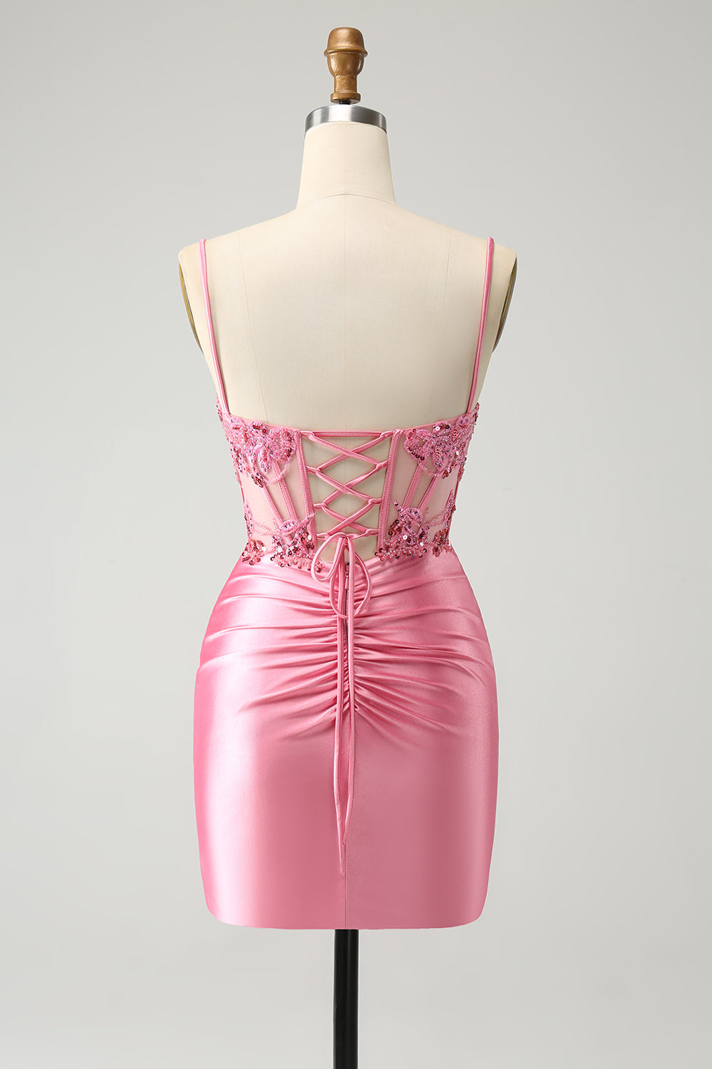 Pink Glitter Sequins Corset Homecoming Dress Short Party Dress