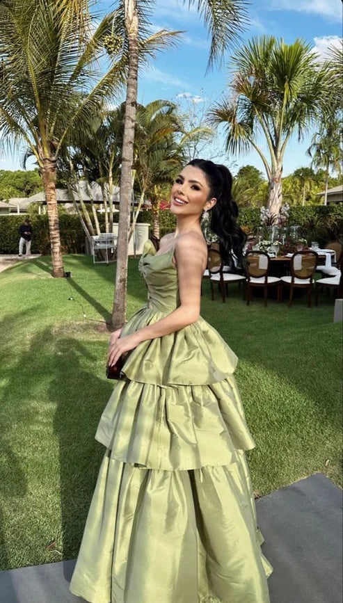 Elegant A-Line Green Prom Dress Sexy Wedding Party Evening Dress Charming Long Formal Dress