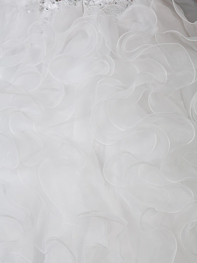 Ball Gown Wedding Dresses Sweetheart Neckline Strapless Floor Length Organza Taffeta Sleeveless Sparkle