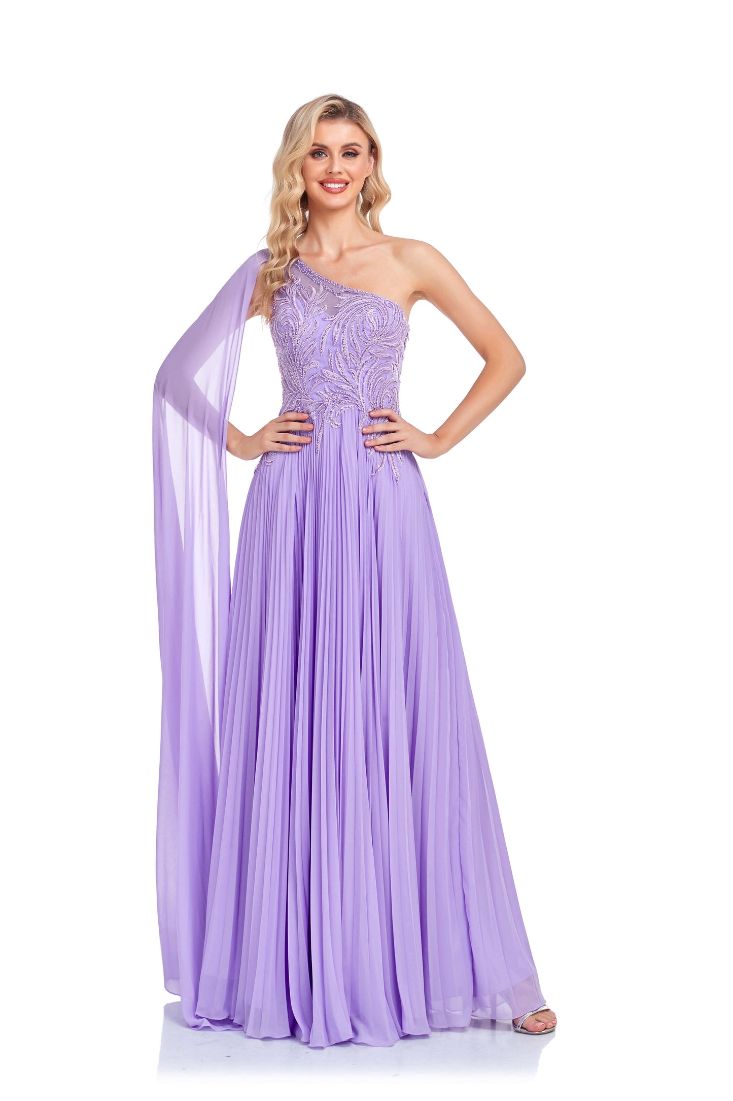 Hot Selling Purple One Shoulder Prom Dresses Zipper Up With Bead Sexy Evening Dresses