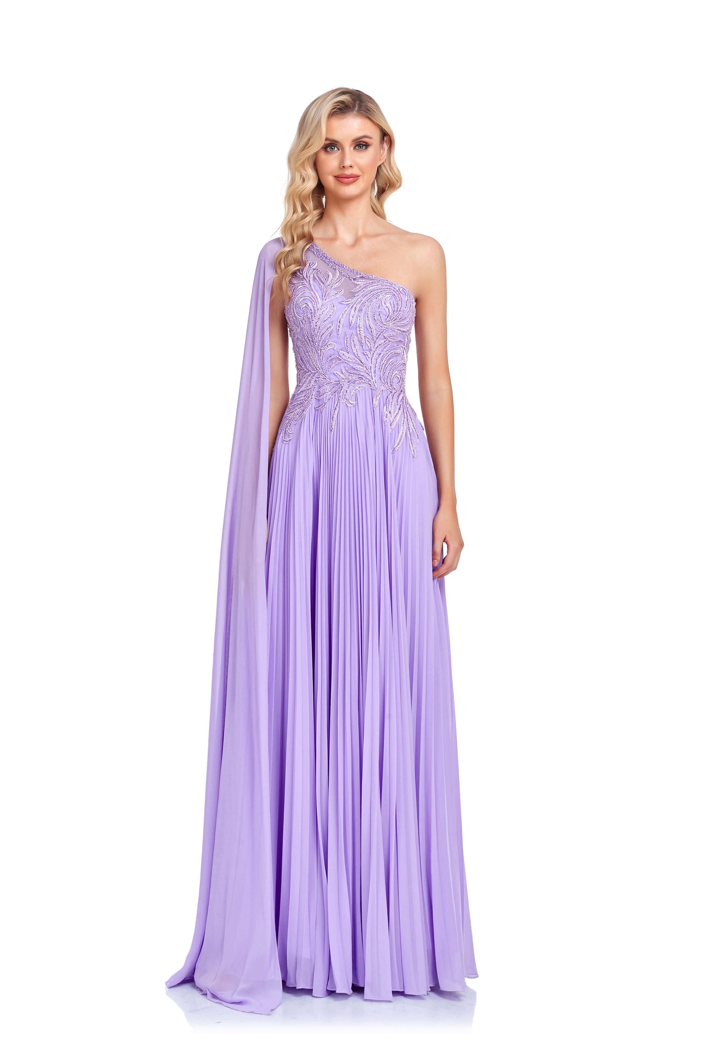 Hot Selling Purple One Shoulder Prom Dresses Zipper Up With Bead Sexy Evening Dresses