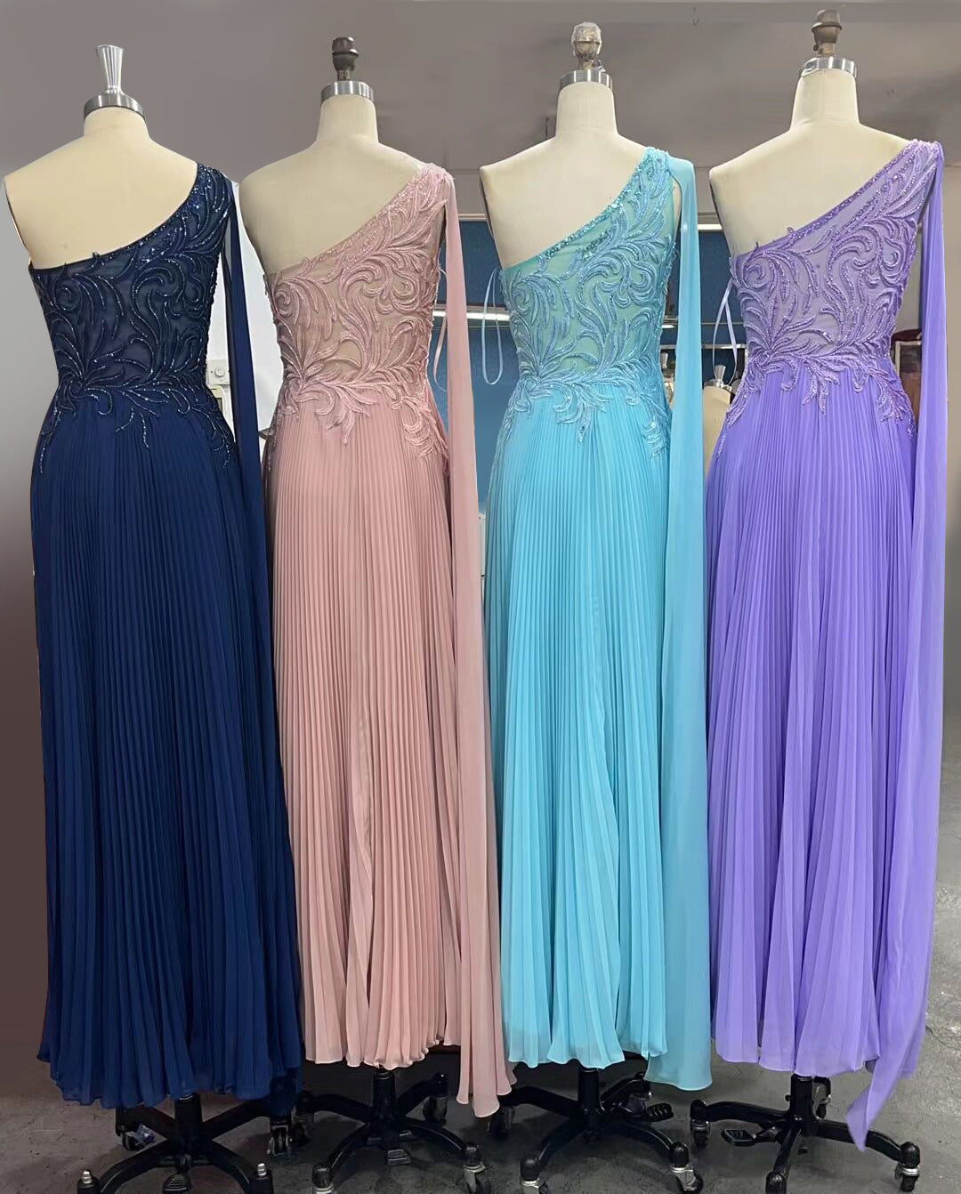 Hot Selling Purple One Shoulder Prom Dresses Zipper Up With Bead Sexy Evening Dresses