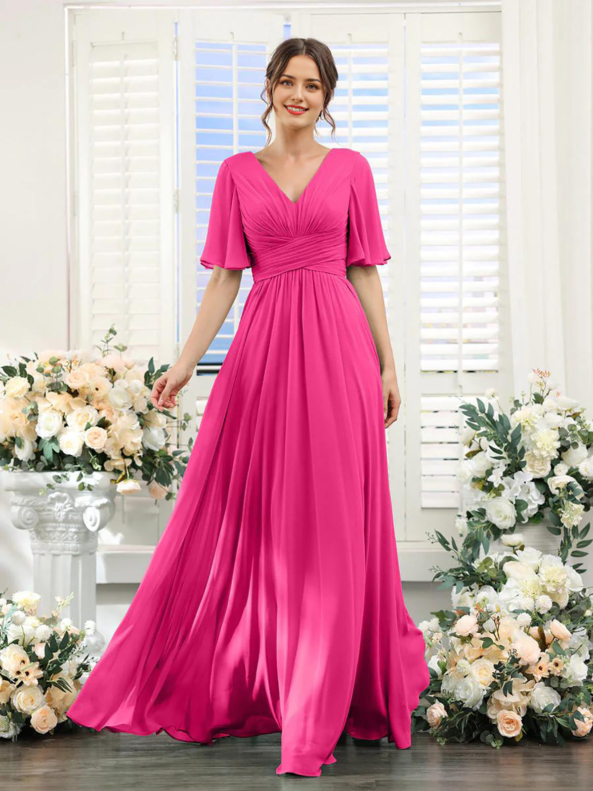V Neck Sleeveless Split Formal Dress Cocktail Party Prom Long Wedding Guest Dresses For Women Trendy Bridesmaid Dresses