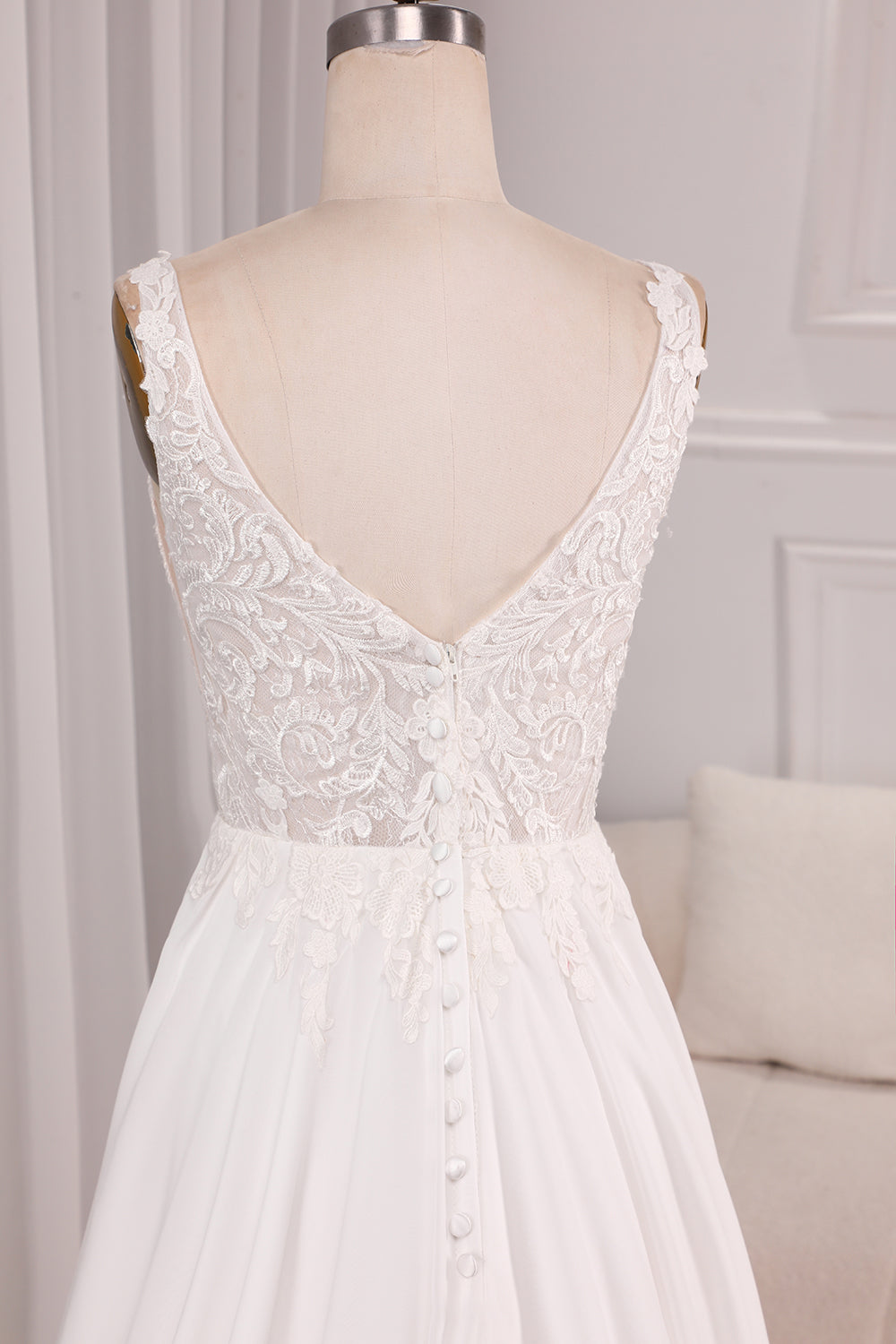 Ivory A Line Square Neck Corset Court Train Bridal Dress With Slit Long