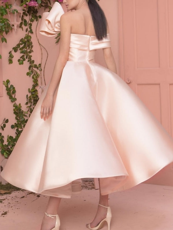 A-Line/Princess Ankle-Length Short Sleeves Off-The-Shoulder Cocktail Dresses Party Dress