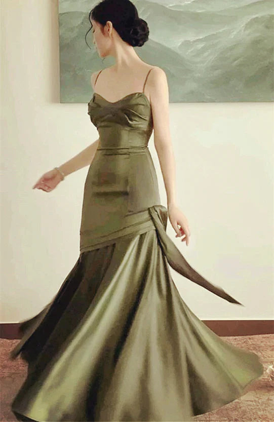 Wine Red Satin Sweetheart Straps Prom Dress Wine Red Long Evening Dress Party Dress