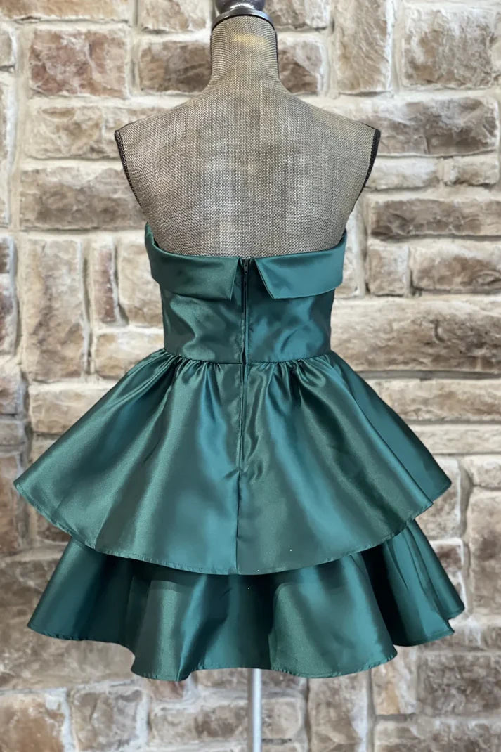 Sweet A Line Strapless Layered Short Prom Dress Lovely Homecoming Dress Simple Birthday Party Dress