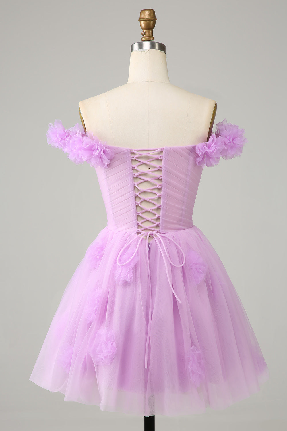 Cute A Line Off The Shoulder Pink Short Homecoming Dress With Flowers Pure Color