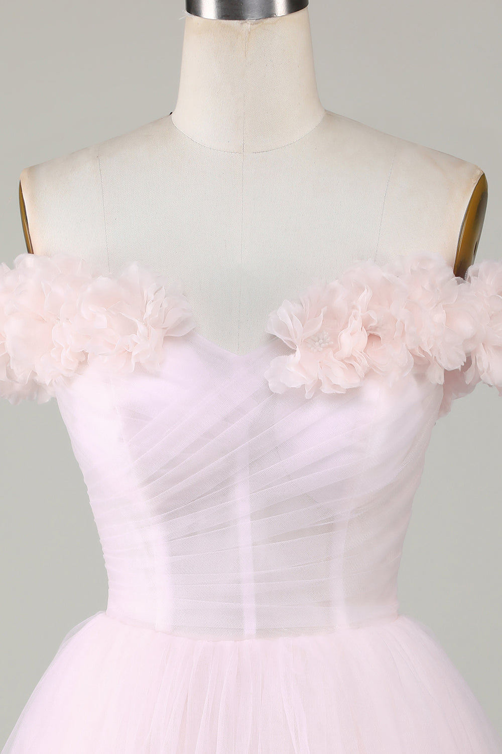 Cute A Line Off The Shoulder Pink Short Homecoming Dress With Flowers Pure Color