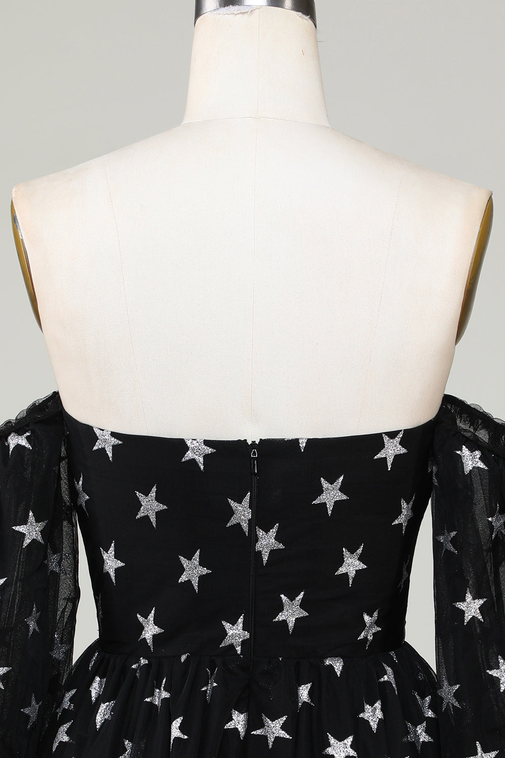 Off The Shoulder Black Stars A Line Homecoming Dress Short