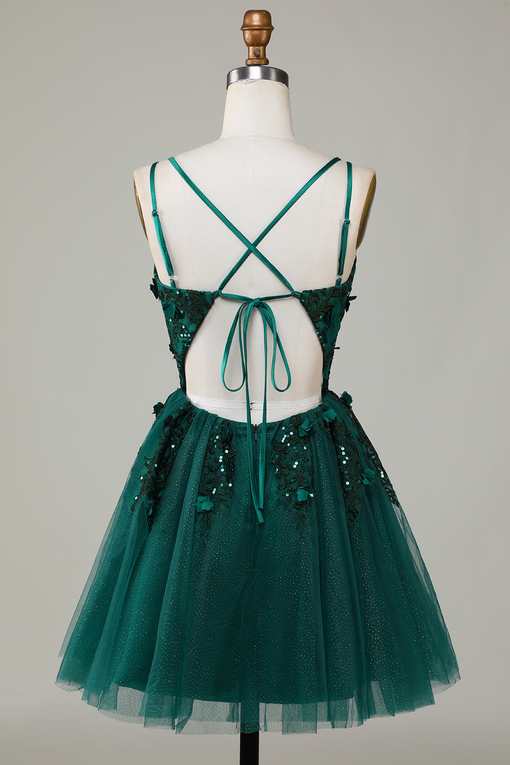 Dark Green Stylish A Line Spaghetti Straps Short Homecoming Dress with Beading Sexy