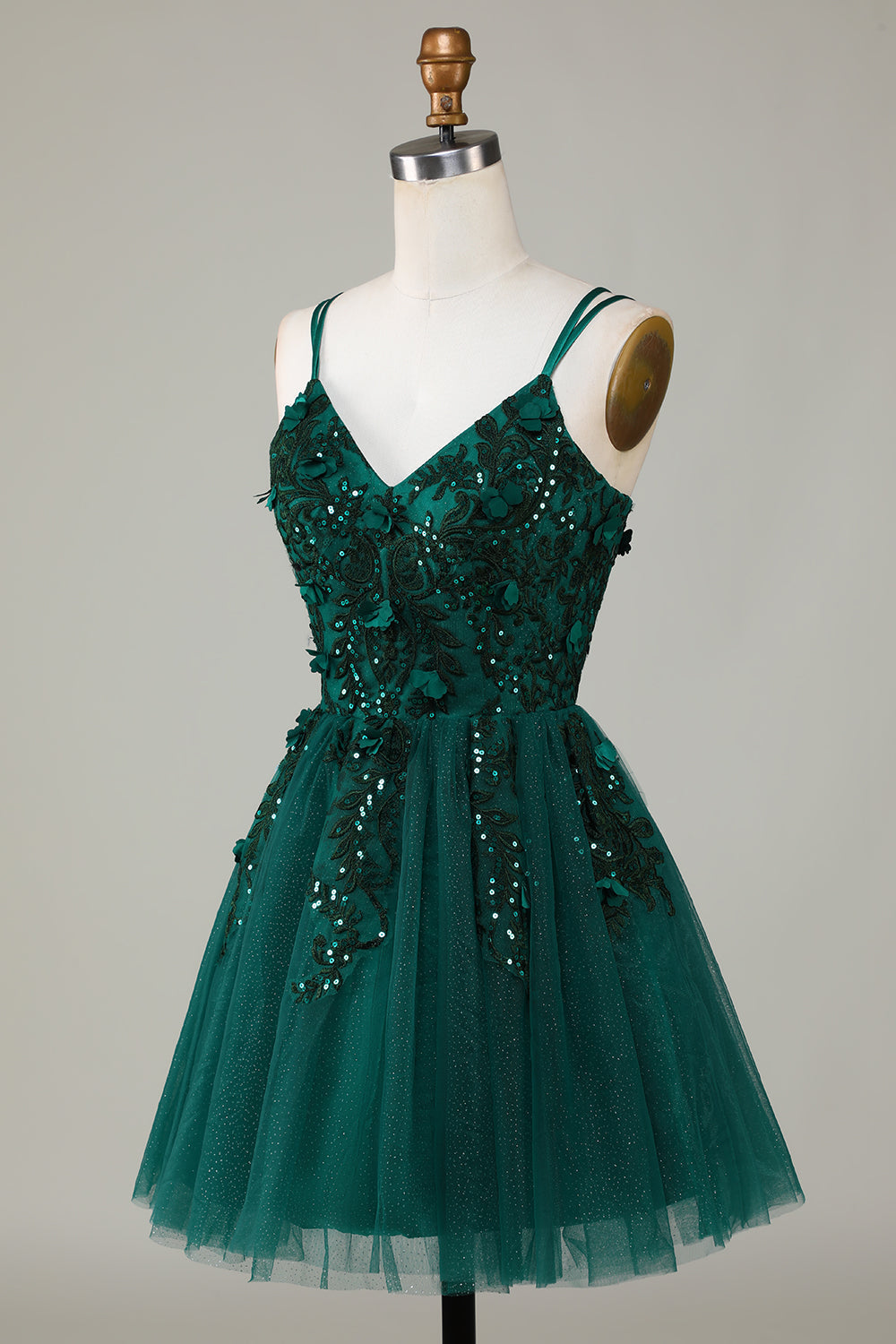 Dark Green Stylish A Line Spaghetti Straps Short Homecoming Dress with Beading Sexy