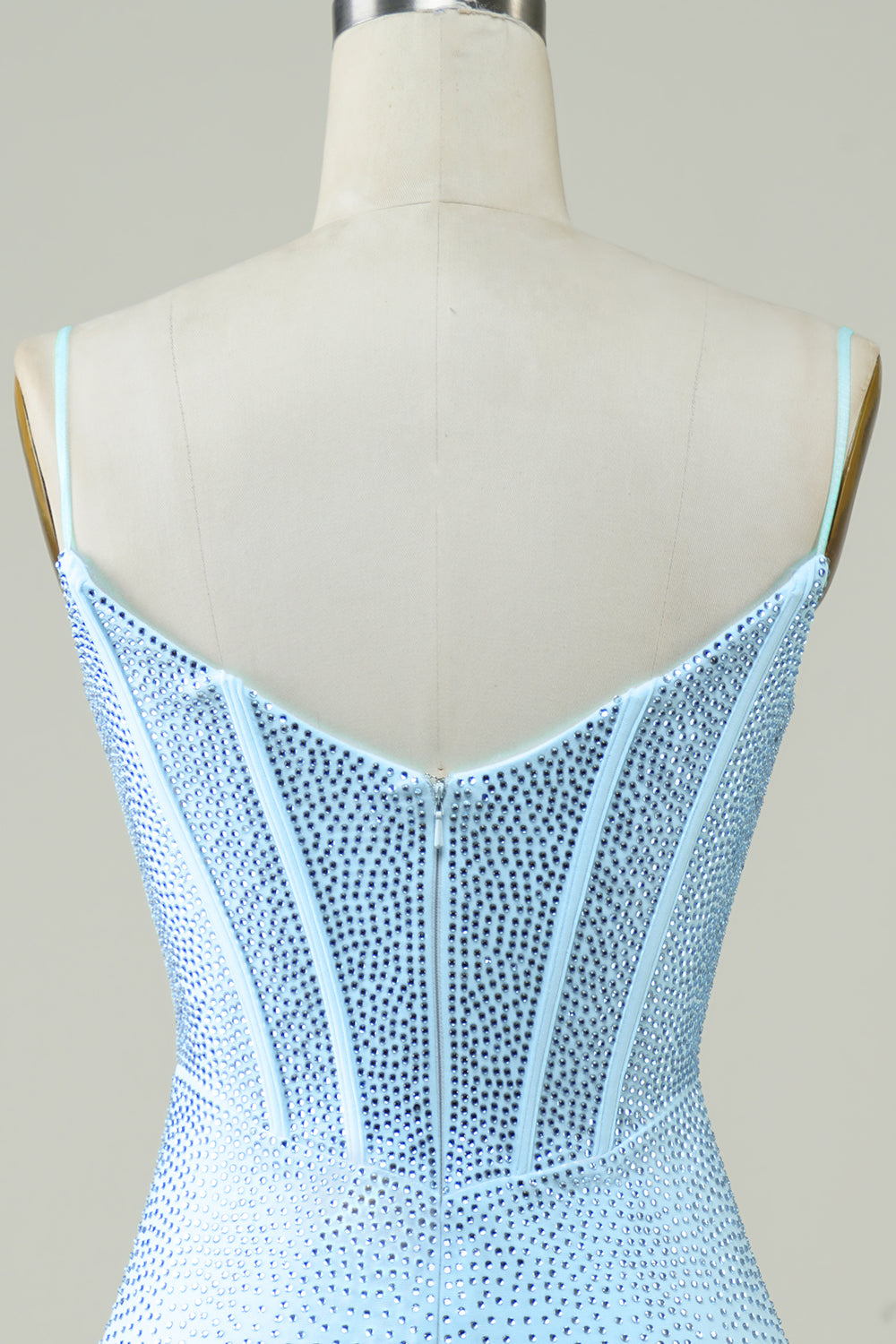 Spaghetti Straps Sparkly Tight Homecoming Dress With Beading Sexy