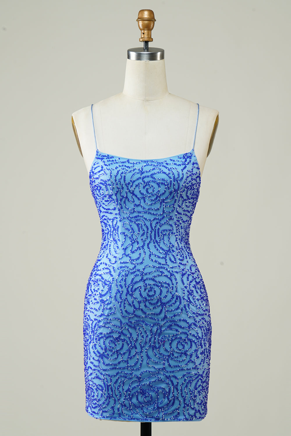 Glitter Tight Blue Short Homecoming Dress Wiyh Beaded Sexy