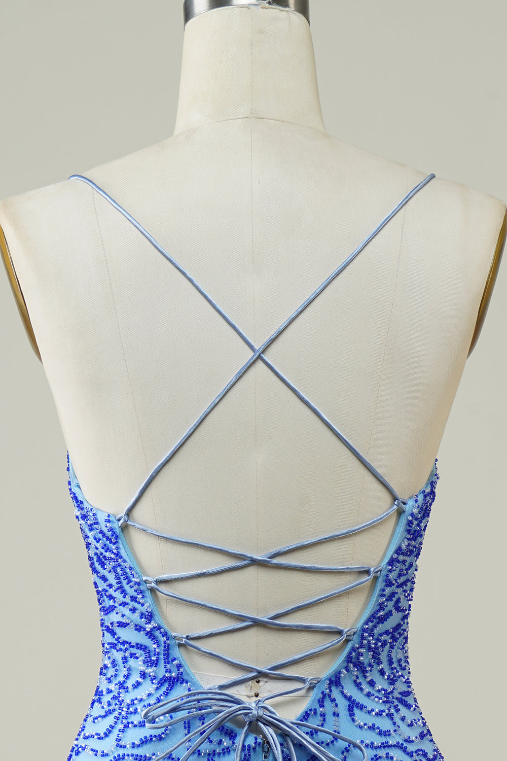 Glitter Tight Blue Short Homecoming Dress Wiyh Beaded Sexy