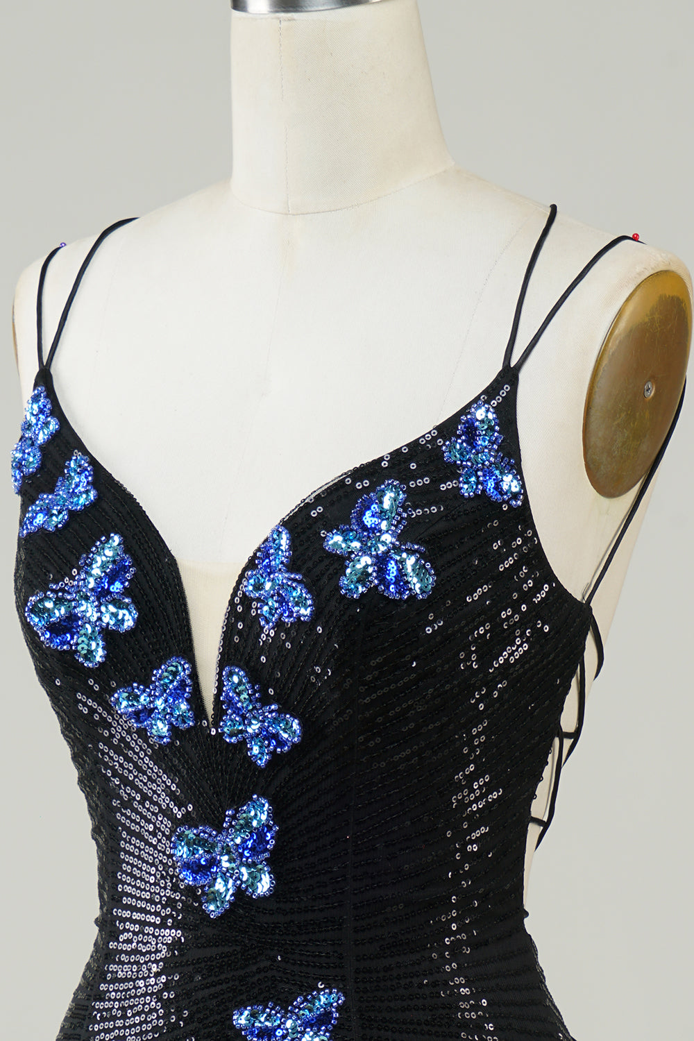 Glitter Short Black Homecoming Dress With Sequins Butterflies Sexy