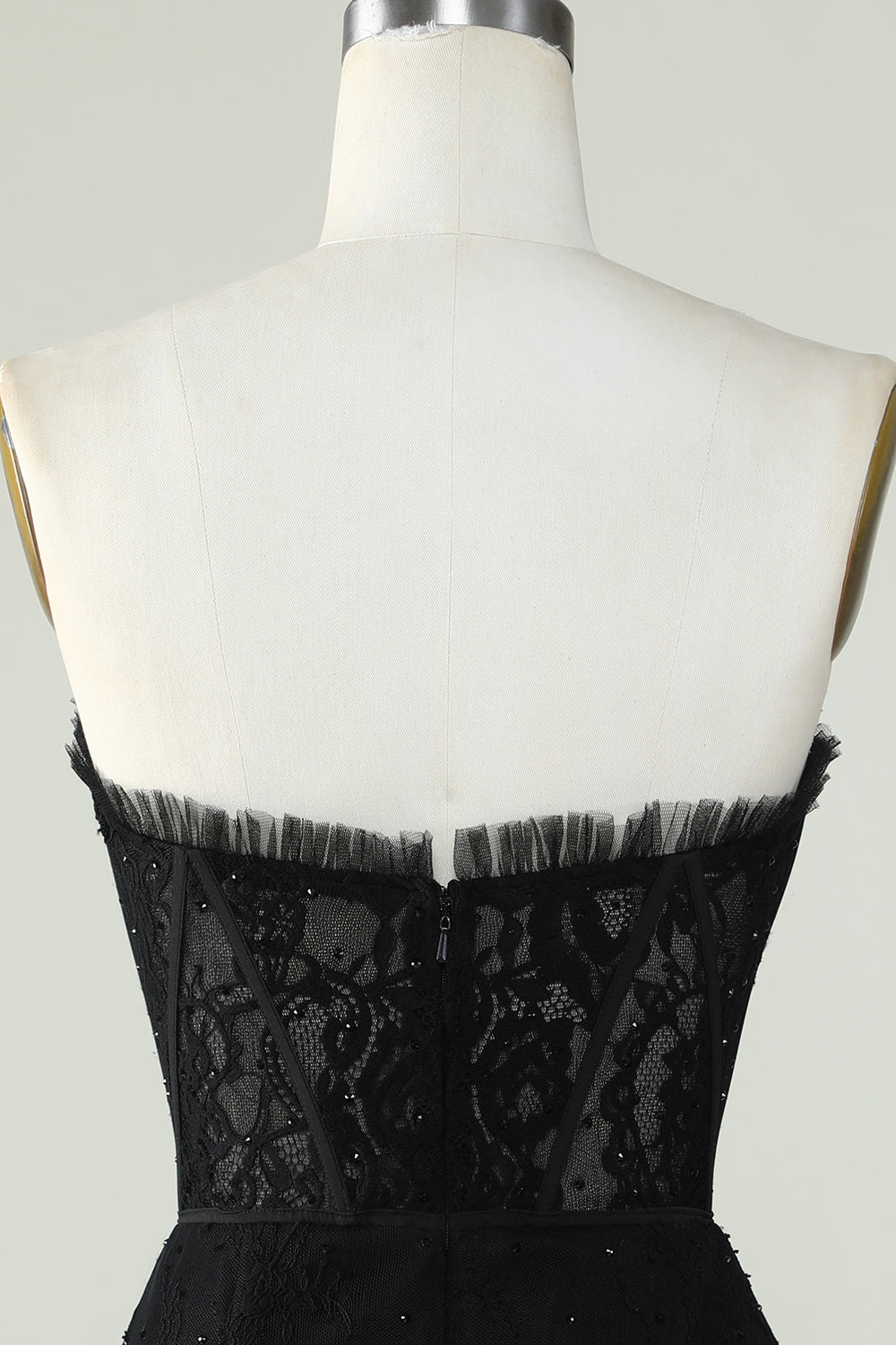 Strapless Black Homecoming Dress With Beading Off Shoulder