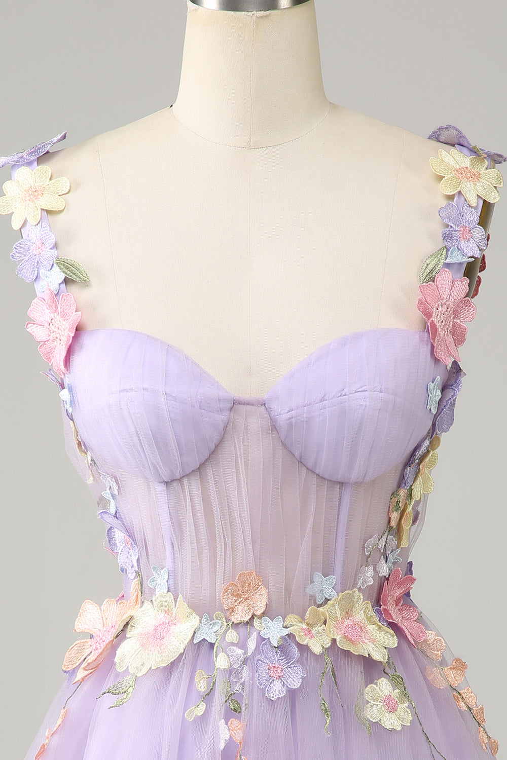 Cute A Line Lavender Short Homecoming Dress With 3D Flowers Beautiful